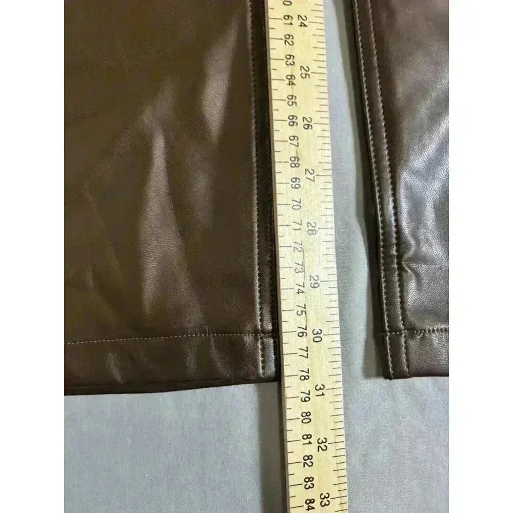 Abercrombie Womens The 90s Straight Ultra High Rise Vegan Leather Pants 36/22 L - Picture 3 of 6
